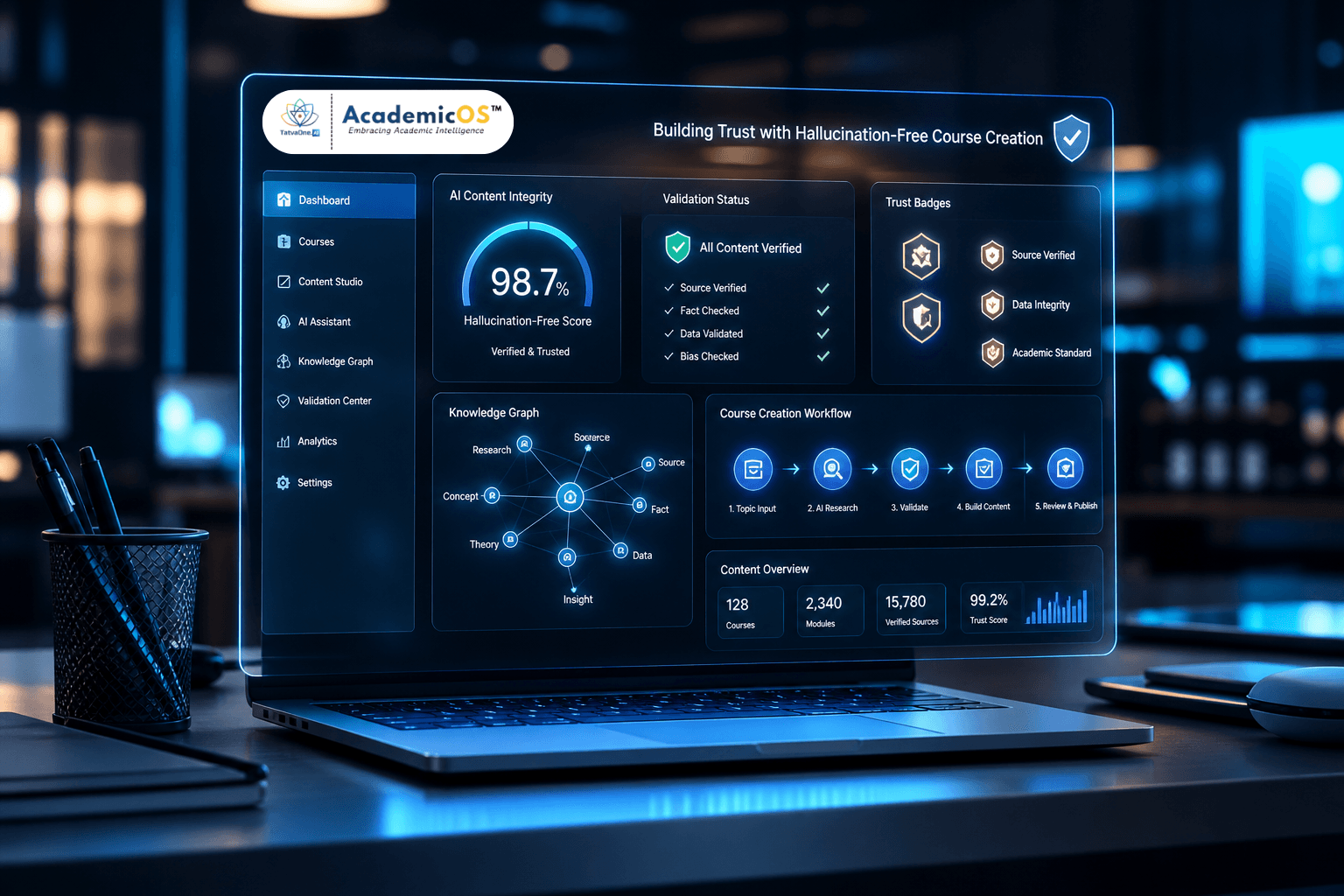 AI Assisted for AcademicOS: Building Trust with Hallucination-Free Course Creation